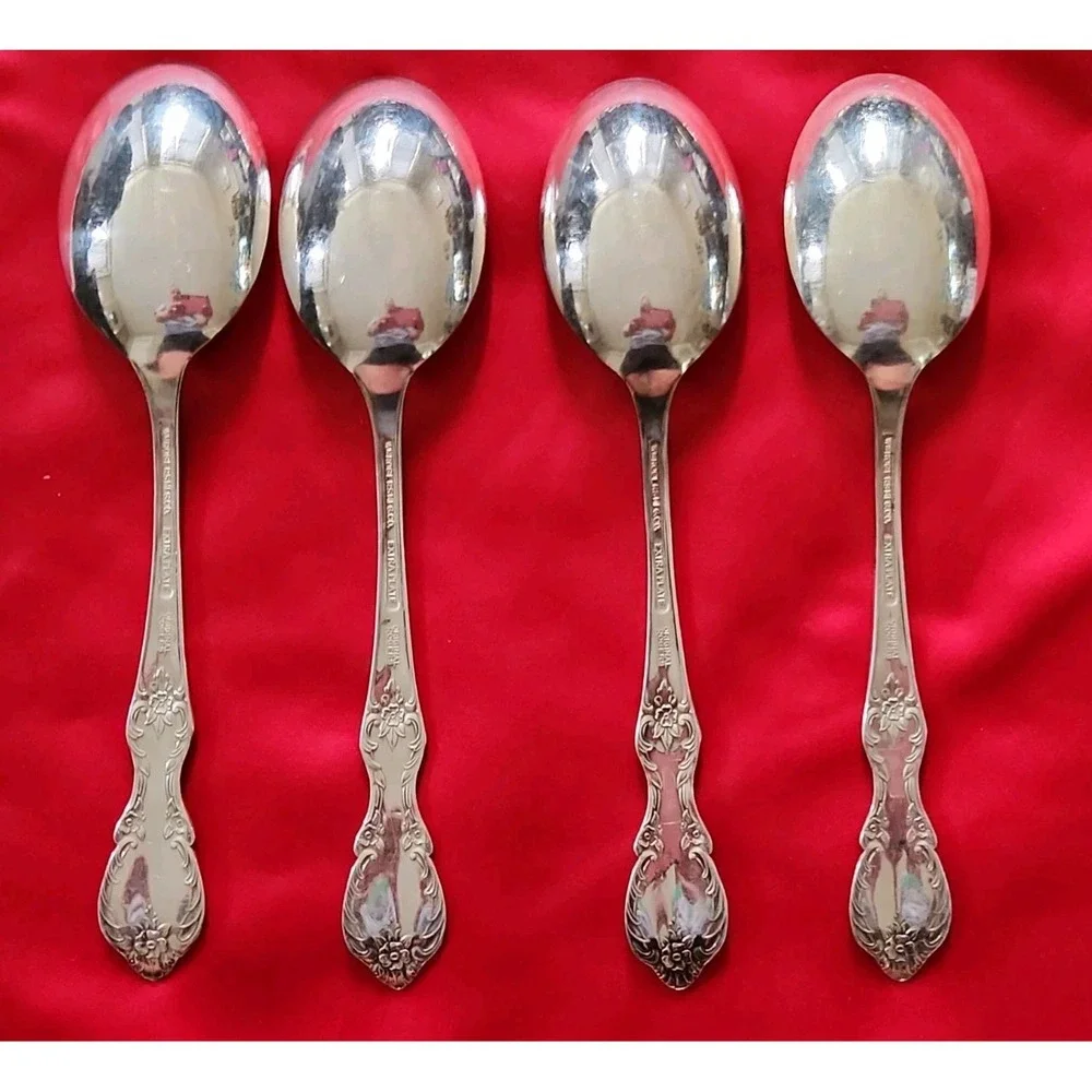 Wm Rogers Grand Elegance International Silver 1959 Soup Spoons Flatware Lot of 4
